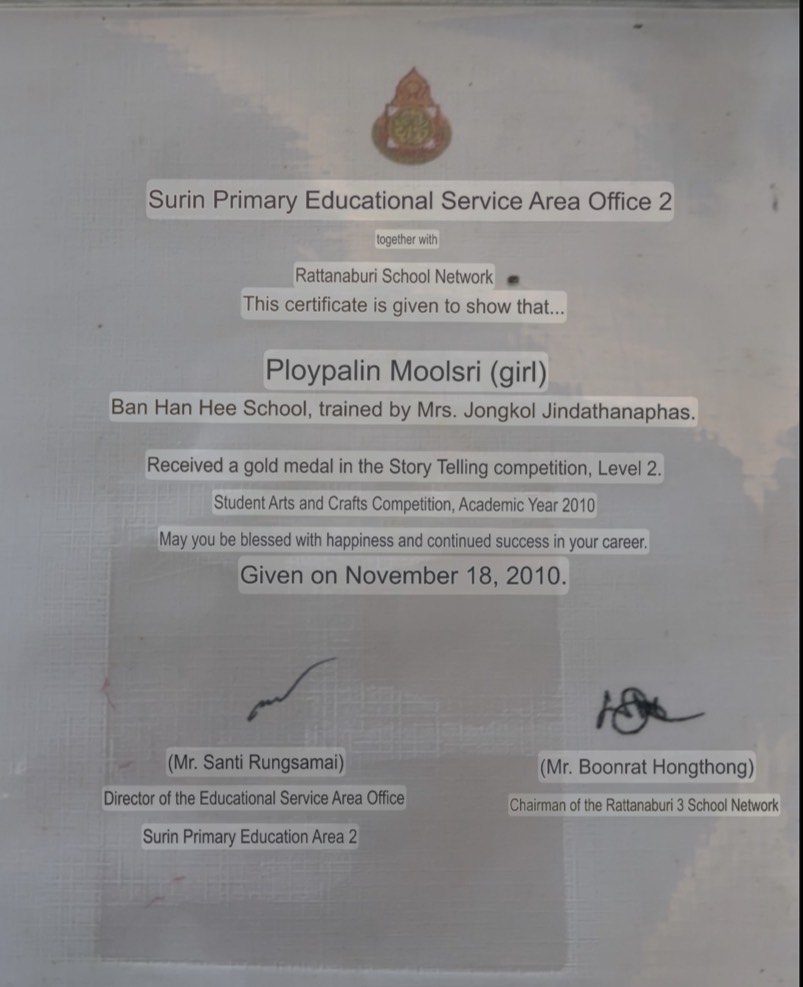 Certified English translation of the certificate